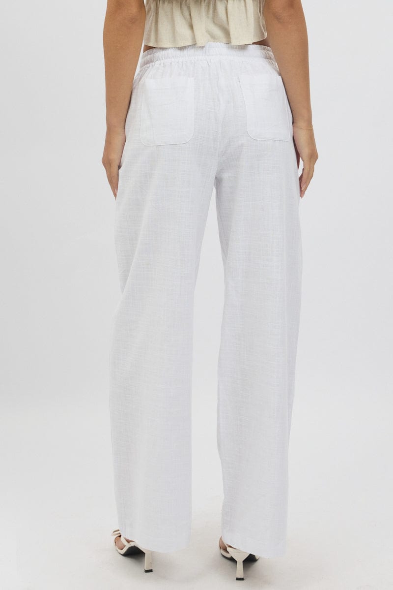 White Wide Leg Pants Elasticated