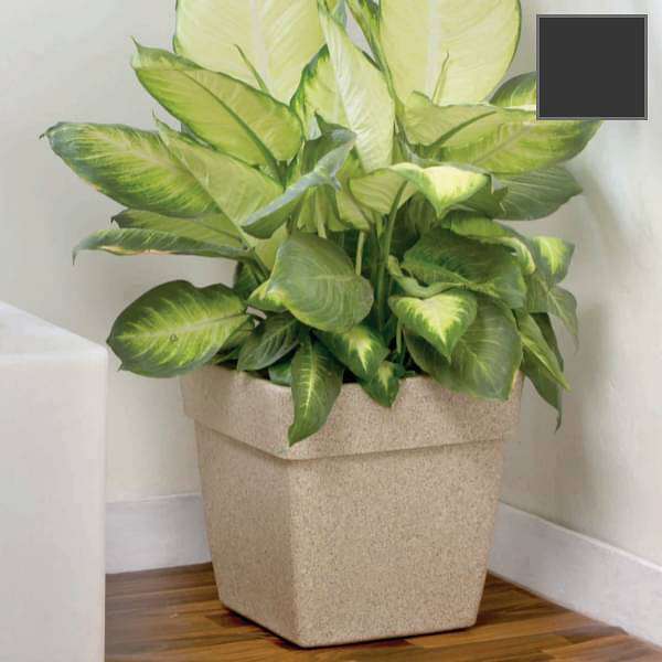 15.7 inch (40 cm) Barca No. 40 Stone Finish Square Rotomoulded Plastic Planter With Wheels (Grey)