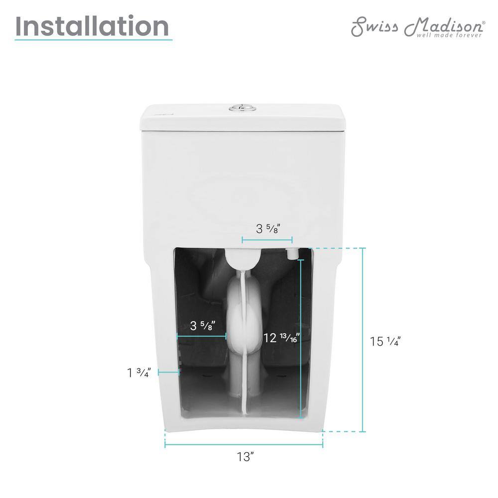 Swiss Madison Arles 1-piece 1.11.6 GPF Dual Flush Elongated Toilet in Glossy White Seat Included SM-1T259