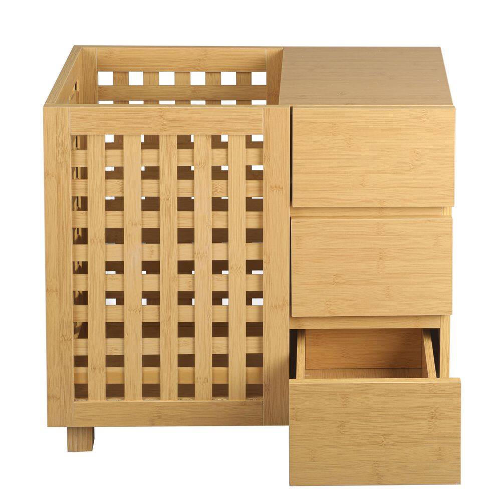 Beige Wood Bathroom Storage Basket Accent Storage Cabinets with 3 Drawer CX915SB-BG