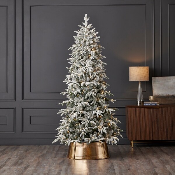 Shadow Woods Flocked Spruce Artificial Tree 9ft，PreLit 600 Warm White LED Lights，1541 PE/PVC 1541 Tips