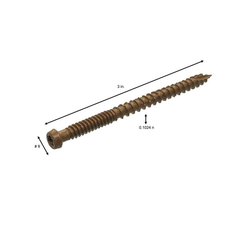 Deckmate #9 x 3 in. Self-Starting Star-Drive Bugle Head Brown Composite Deck Screws (1 lb.65 pcs) N3CSB1