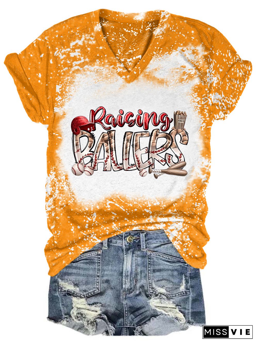 Raising Ballers Tie Dye V Neck T-shirt