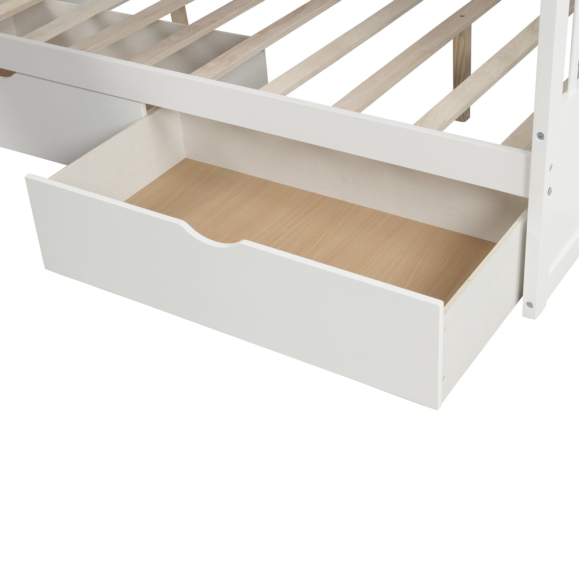 Bellemave Twin Over Full Bunk Bed with Stairs and Slide, Solid Wood Bunk Bed Frame with Storage Drawers for Kids Boys Girls Teens （White)