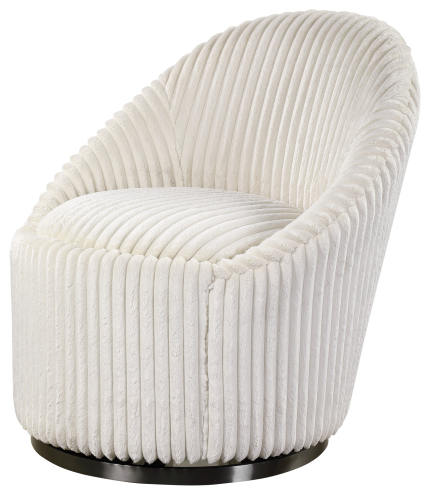 Uttermost Crue White Swivel Chair   Contemporary   Armchairs And Accent Chairs   by HedgeApple  Houzz