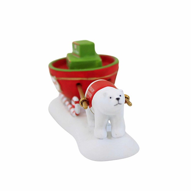 Department 56 Villages Teacup Delivery Service One Accessory 1 75 Inches Sled Polar Bear Peppermint 6011407 Porcelain Red