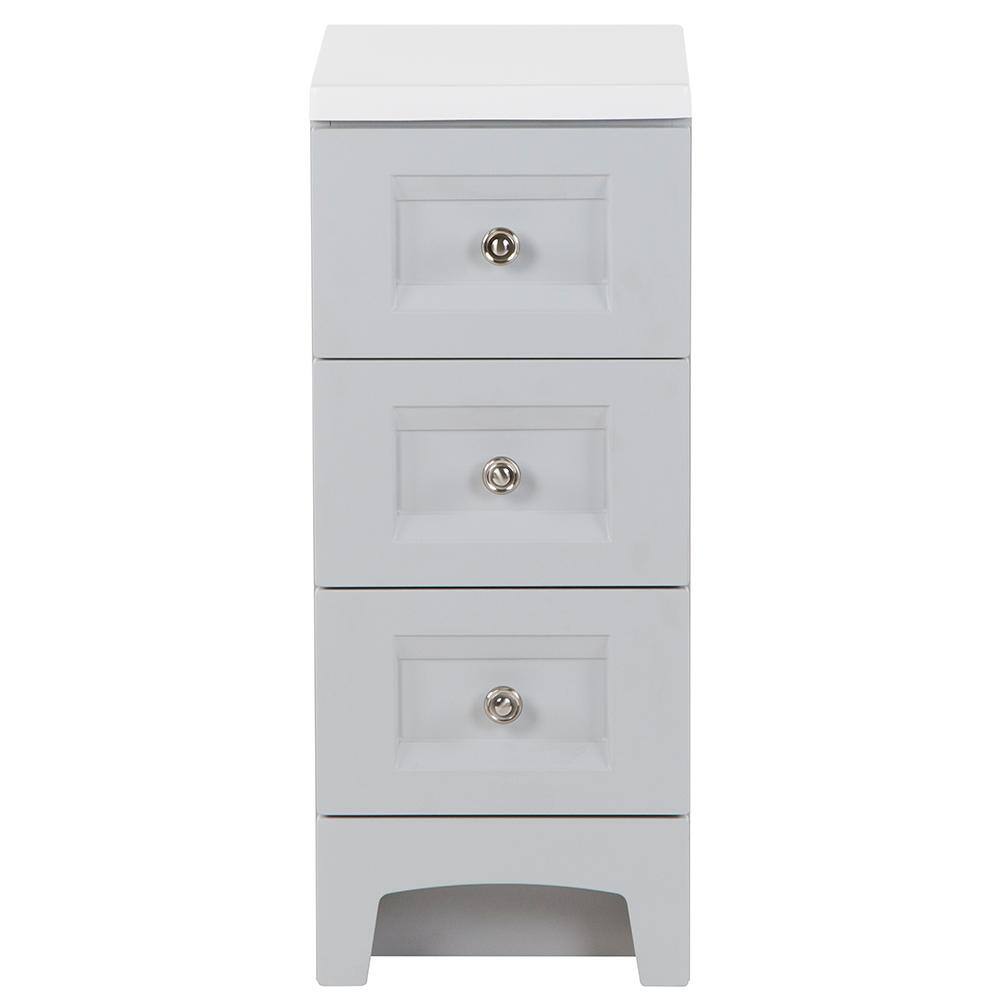 Glacier Bay Delridge 12 in. W x 15 in. D Bath Vanity in Pearl Gray with Cultured Marble Vanity Top in White DR12P2-PG