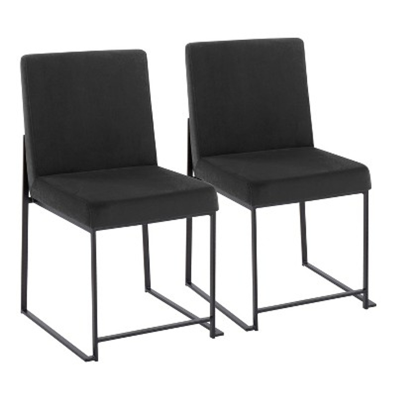 Set of 2 High Back Fuji Dining Chairs Velvet/Steel Black - LumiSource