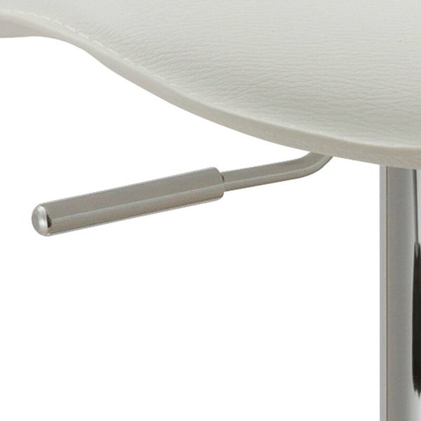 Adjustable Stool in White PU Leather and Stainless Steel Base Set of 2