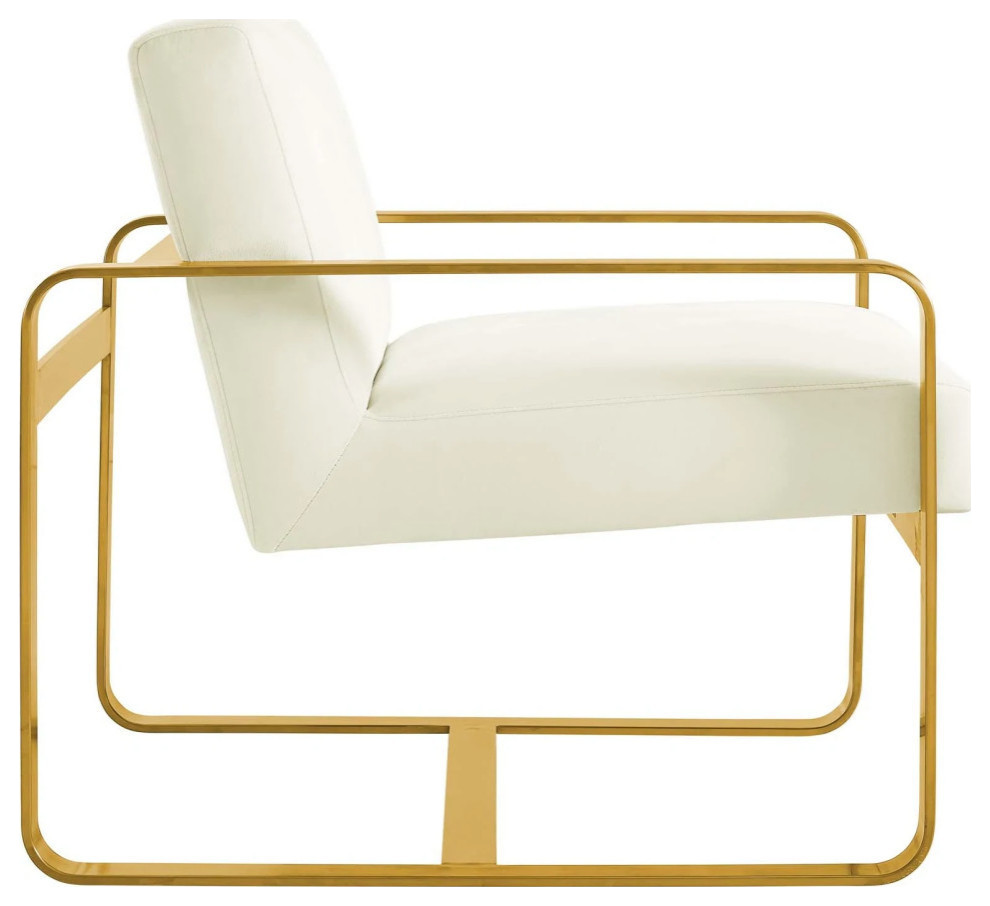 Ophelia Ivory Performance Velvet Armchair   Modern   Armchairs And Accent Chairs   by Rustic Home Furniture Deco  Houzz