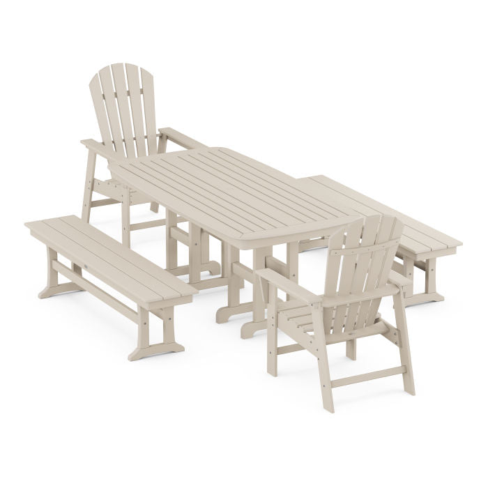 Polywood South Beach 5-Piece Dining Set with Benches PWS1280-1