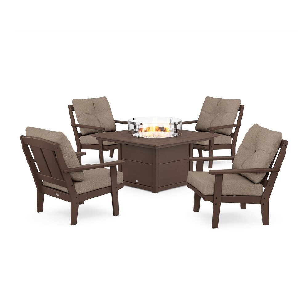 Mission 5 Piece Deep Seating Set with Fire Pit Table