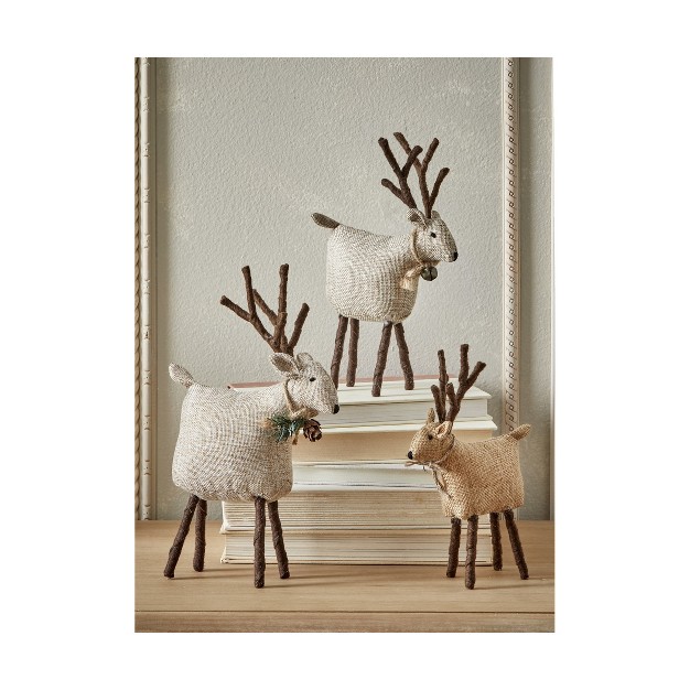 Tagltd Tweedie Standing Burlap Brown Reindeer Tabletop Decor Decoration Small 5 51l X 1 45w X 7 85h In