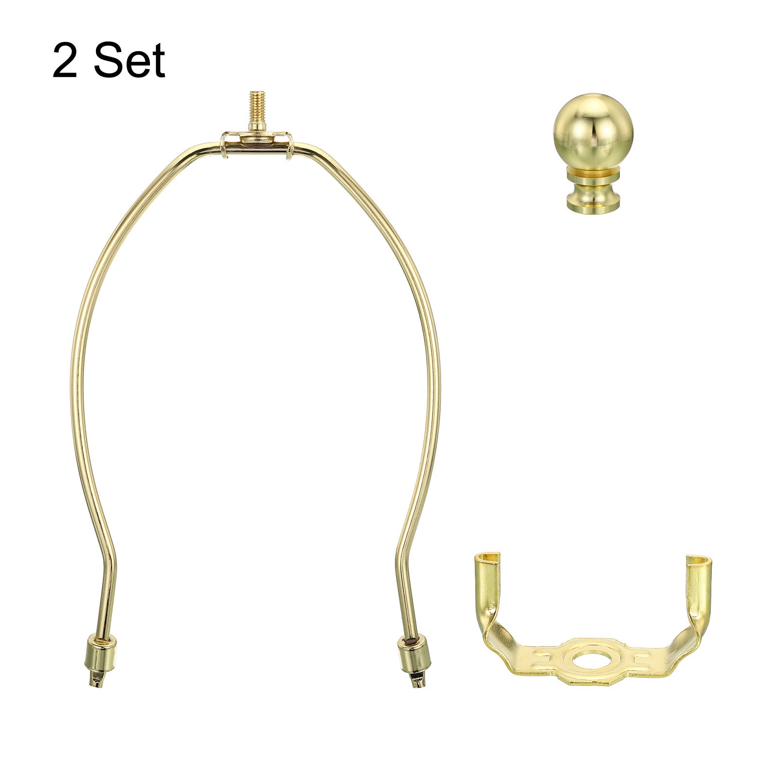 Uxcell 8 Inch Lamp Harp Kit with Finial Lamp Shade Holder Gold Tone, 2 Set