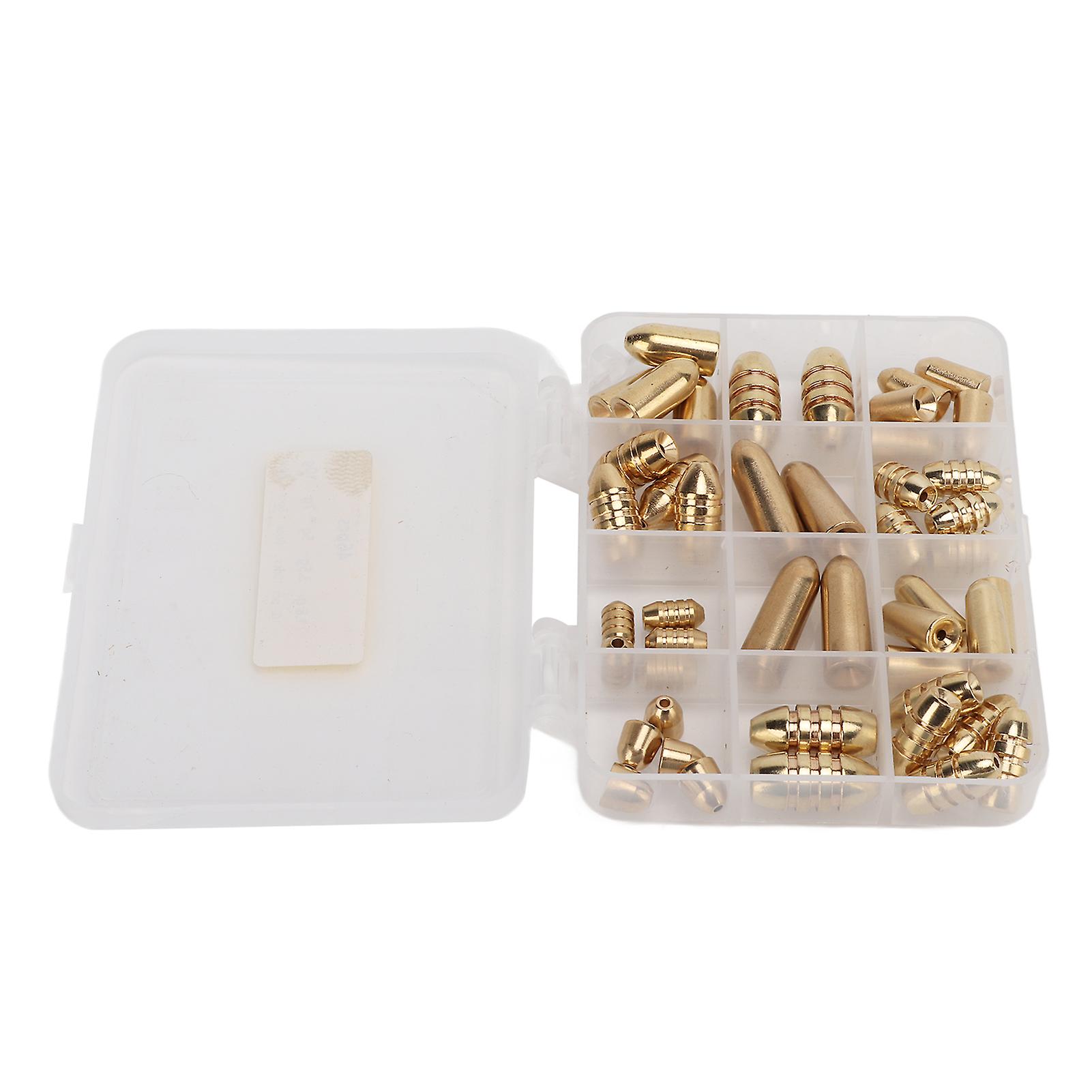 46pcs Fishing Brass Sinkers Weights Kit Tackle Sinkers With Box For Freshwater Saltwater Bass Fishing