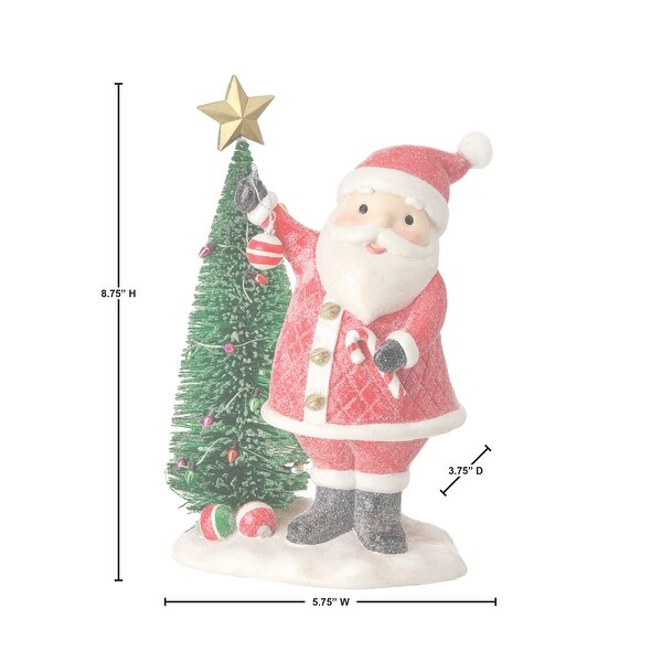 9 Resin Village Santa With Sisal Tree