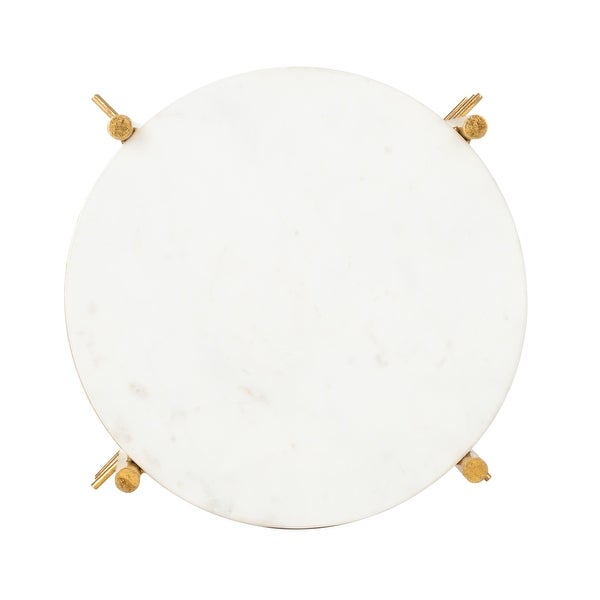 SAFAVIEH Jenesis Round Accent Table - White / Gold - 15.5