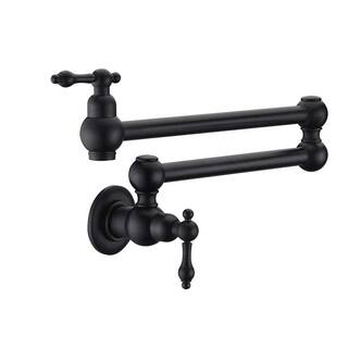 YASINU Commercial Wall Mount Kitchen Pot Filler Faucet with Single Handle in Matte Black YNBB365MB