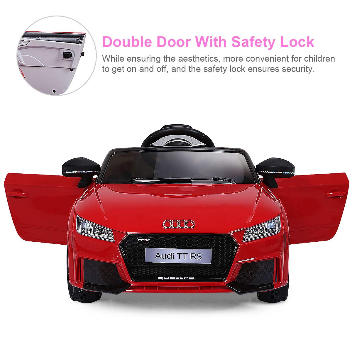 Costzon Kids Ride On Car, 12V Licensed Audi TT RS, Battery Powered Electric Ride On Vehicle w/ 2.4G Parental Remote Control