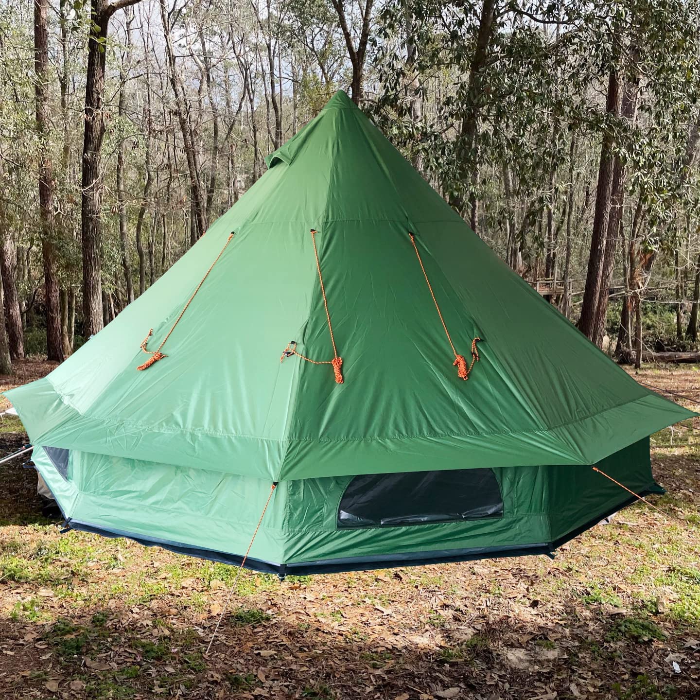 DANCHEL Outdoor B1 Waterproof Bell Tent 4-6 Person Camping, Portable Green Yurt Tent Family Camping Backpacking Travel