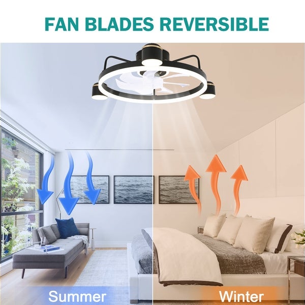 Oaks Aura 28in. LED Starry Night Smart App Control Low Profile Ceiling Fan Flush Mount Dimmable Lighting Shopping - The Best Deals on Ceiling Fans | 40786725