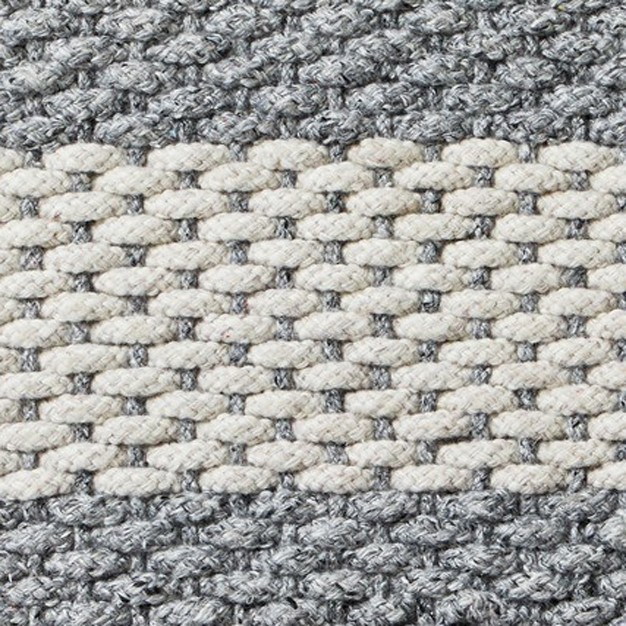 Handwoven Doormat Grey Stripes Rectangle Indoor And Outdoor Polypropylene Door Welcome Mat Grey