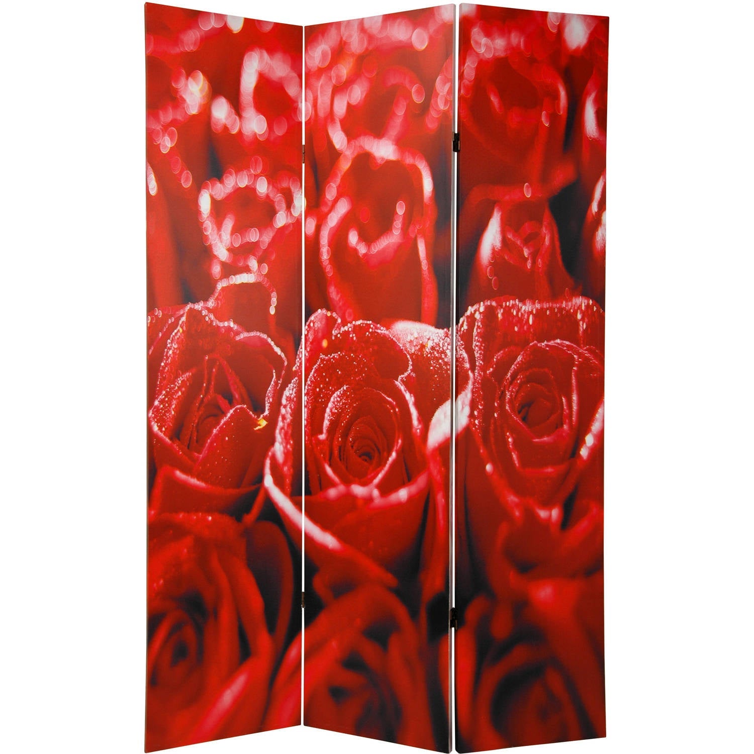 Oriental Furniture 6 ft. Tall Double Sided Roses Room Divider - 3 Panel