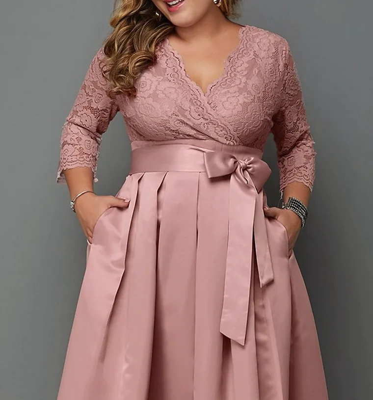 Women's Plus Size Party Dress Floral V Neck Ruched Formal Dress