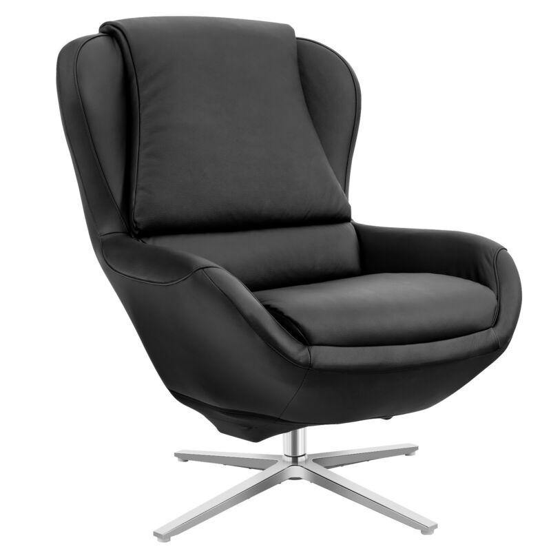 360 Swivel Leather Lounge Chair with Ottoman