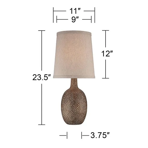 Rustic Accent Table Lamp Antique Bronze Hammered Texture - 11