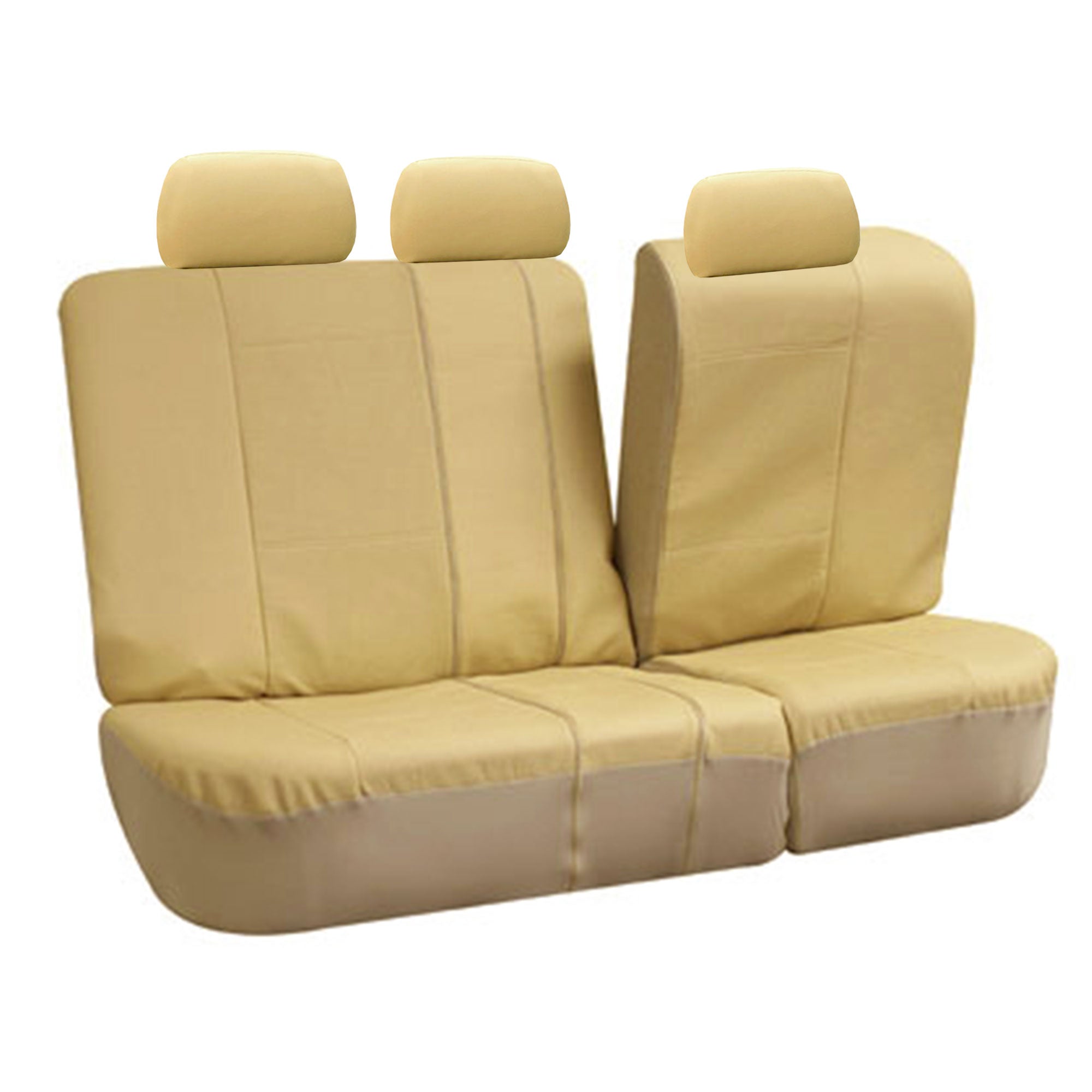 FH Group PU Leather Highback Royal PU Leather Seat Covers， Full Set with Carpet Floor Mats， Tan