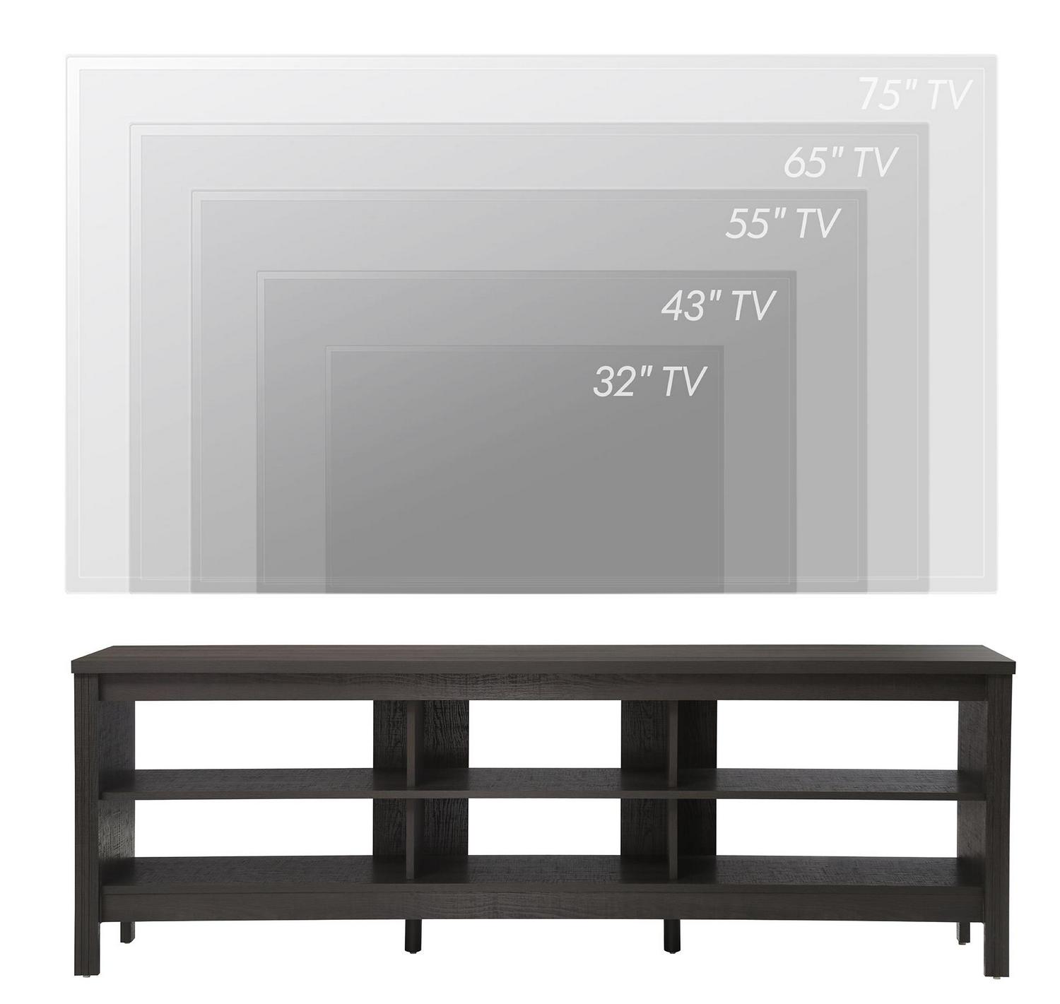 Wampat 75 inch Wood TV Stand Black Media Console Cabinet Black  Crowdfused