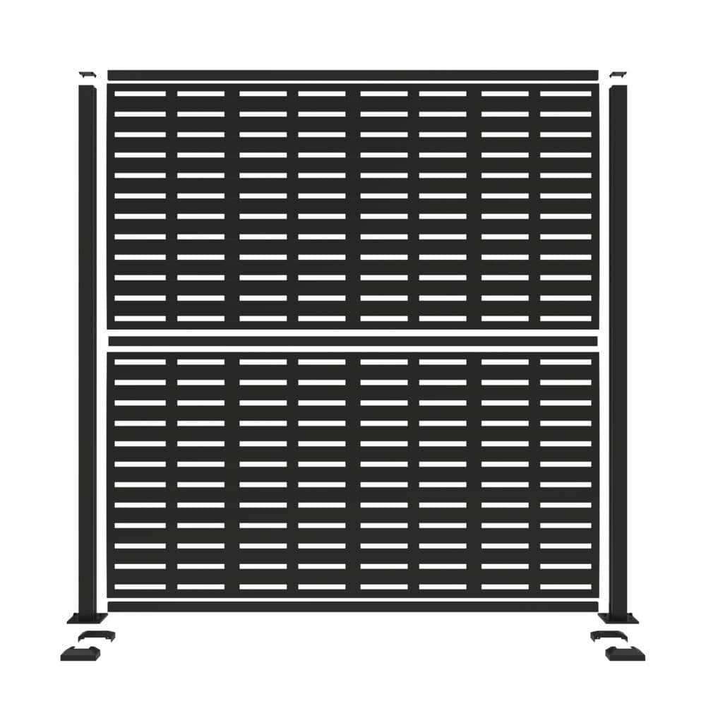 Barrette Outdoor Living 3 ft. x 6 ft. Matte Black Frame Kit with Boardwalk Black Decorative Screen Panel 73032562