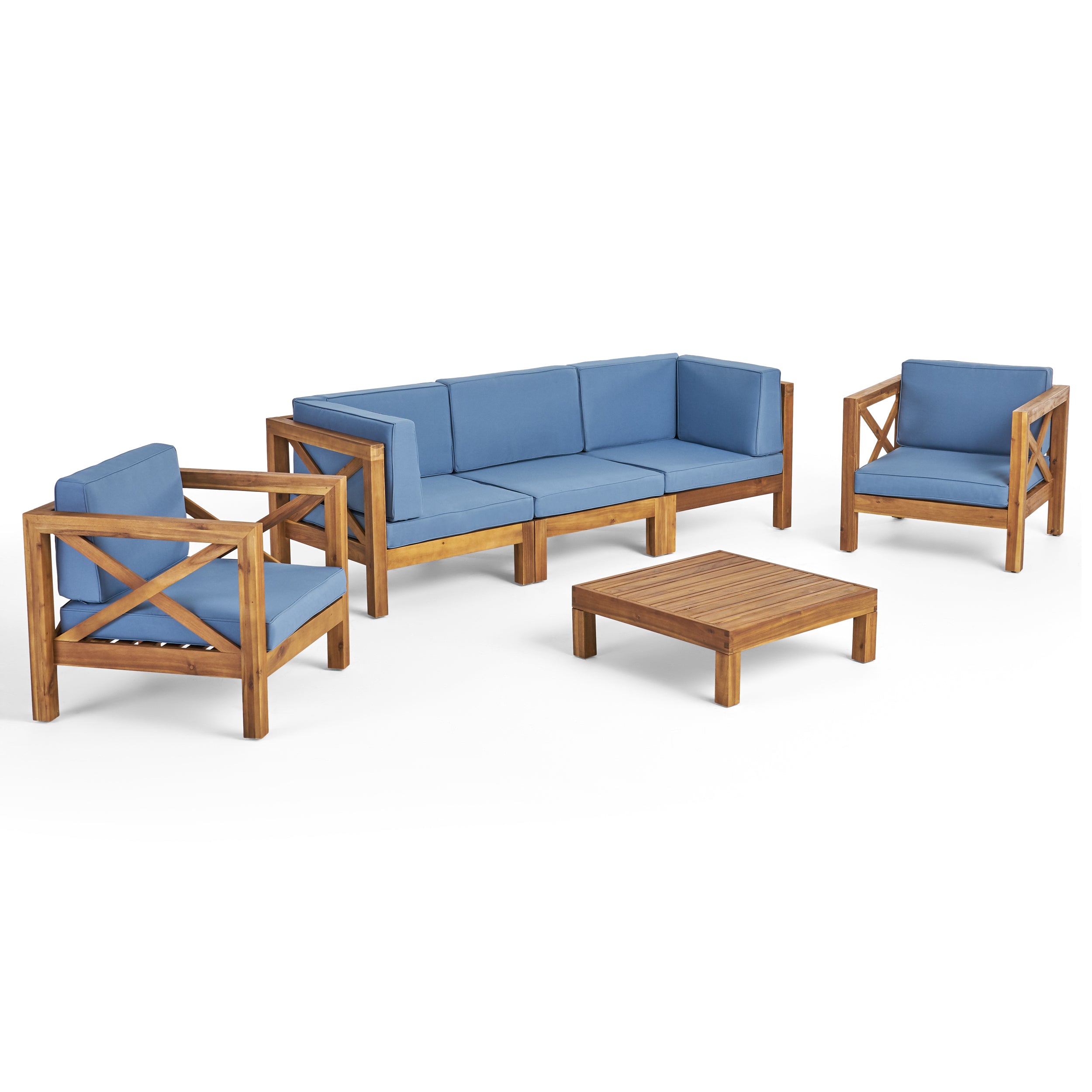 Morgan Outdoor 5 Seater Acacia Wood Sofa Chat Set