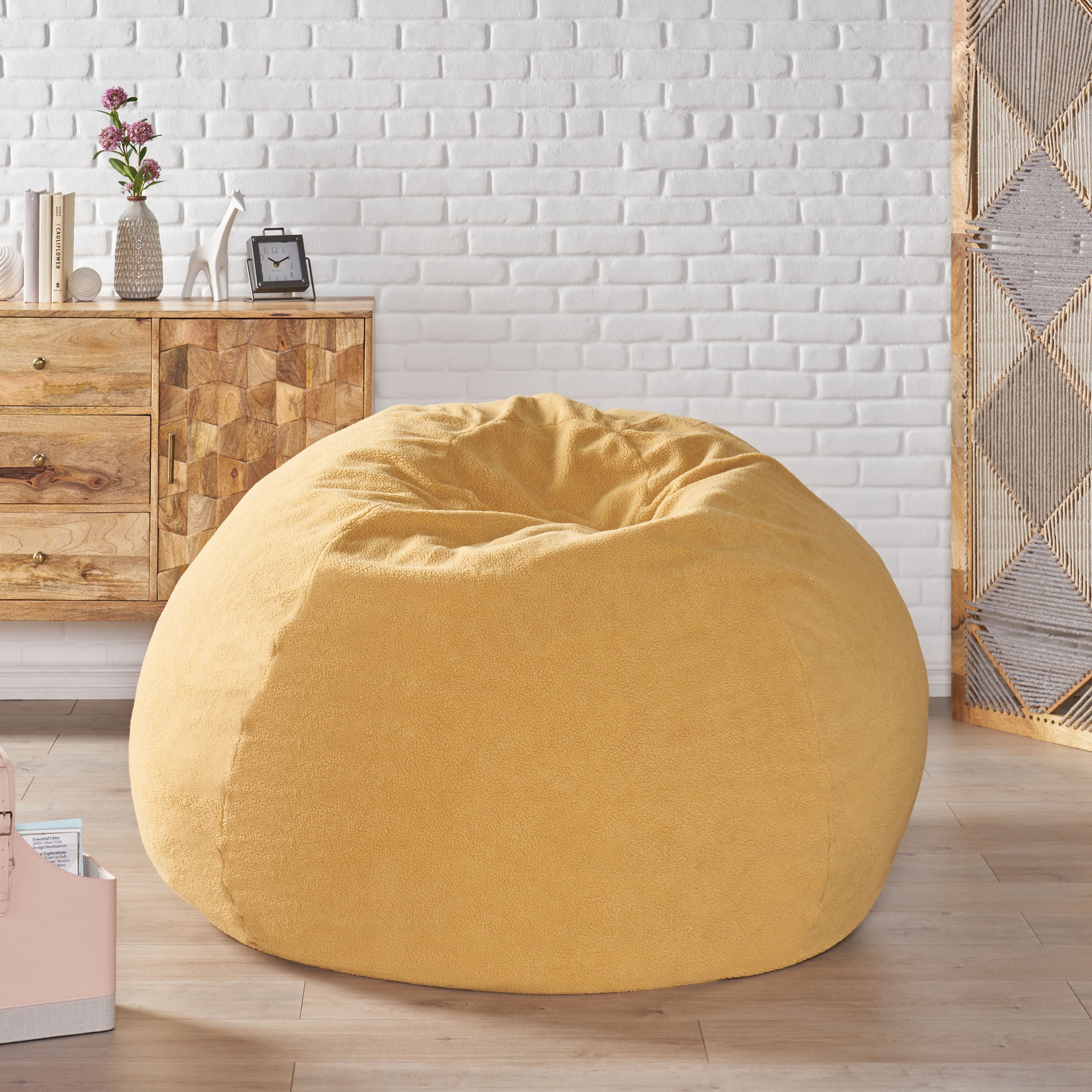 Achille Modern Shearling 5 Foot Bean Bag