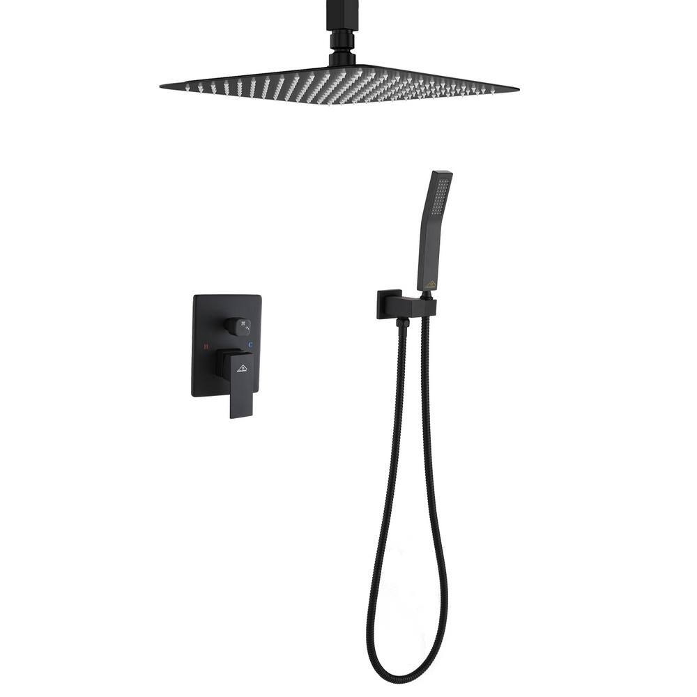 CASAINC 2-Function 10 in.Ceiling-Mounted Shower System with Handheld Shower in Matte Black CS3602-10MB