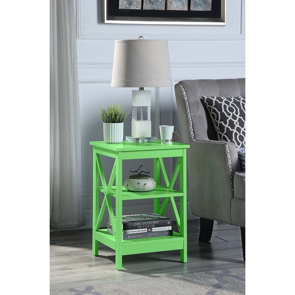 Copper Grove Cranesbill X-Base 3-Tier End Table with Shelves