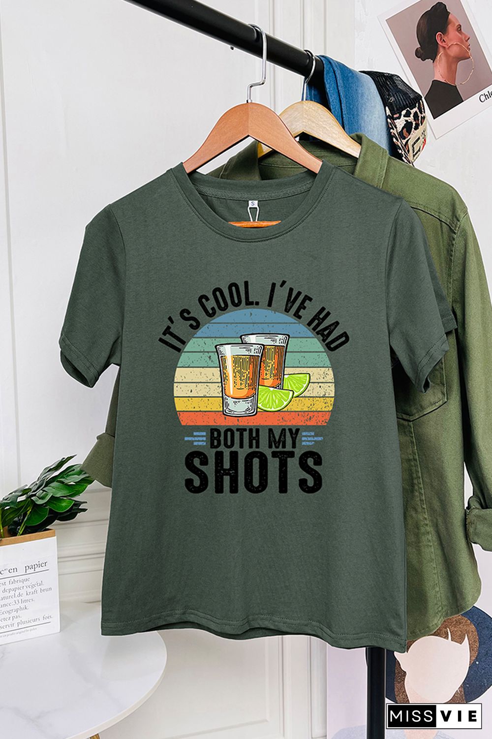 It's Cool I've Had Both My Shots Print Graphic Tees for Women Wholesale Short Sleeve T shirts Top