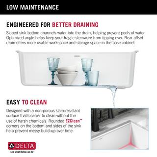 Delta Everest White Granite Composite 32 in. Single Bowl Undermount Kitchen Sink with Accessories 75B933-33S-WH