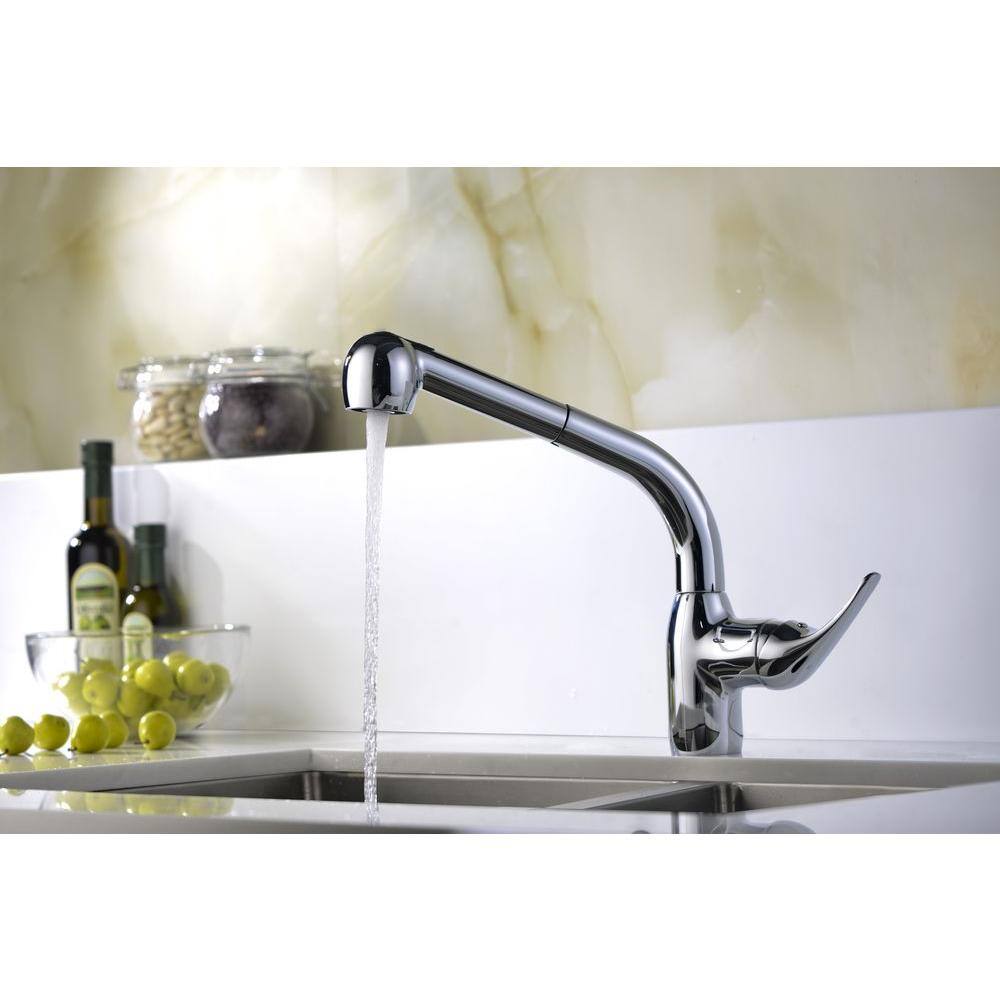 ANZZI Harbour Single-Handle Pull-Out Sprayer Kitchen Faucet in Polished Chrome KF-AZ040