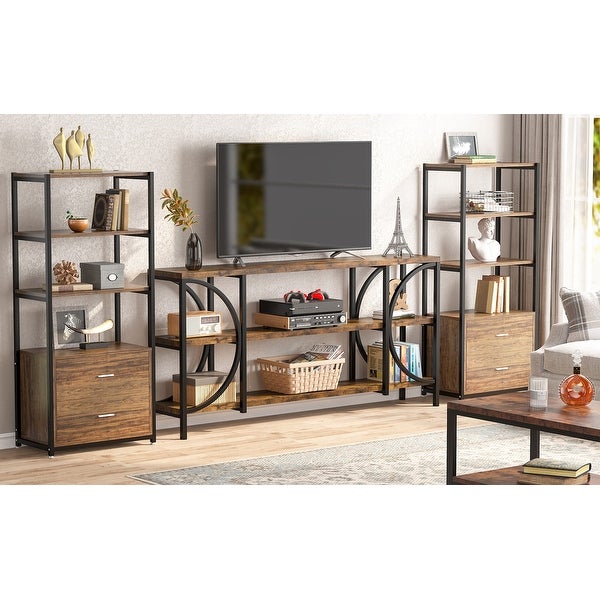 3 Tier Narrow Console Table with Storage Shelves， Industrial Entryway Table Behind Sofa Couch for Living Room