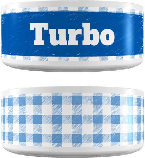 Frisco Personalized Gingham Plaid Dog Bowl