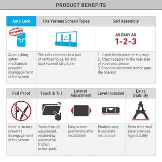 Barkan a Better Point of View Barkan 13 in to 39 in Tilt Flat  Curved TV Wall Mount up to 88 lbs E210+.B