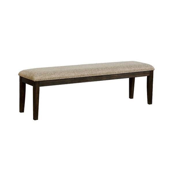 Transitional Style Padded Dining Bench in Espresso and Warm Gray