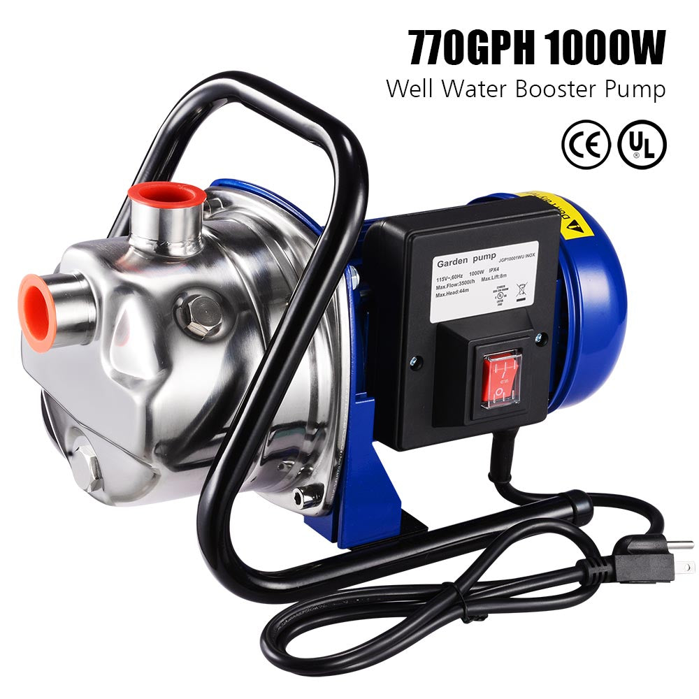 Yescom Water Pump Electric Irrigation Pump Stainless Steel 1.3HP 770gph