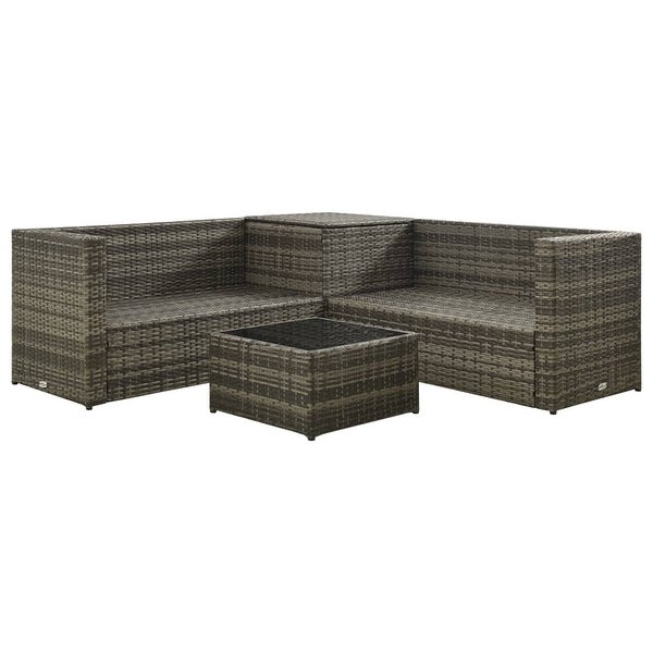 4 Piece Patio Lounge Set with Cushions Poly Rattan Gray - Overstock - 36363592