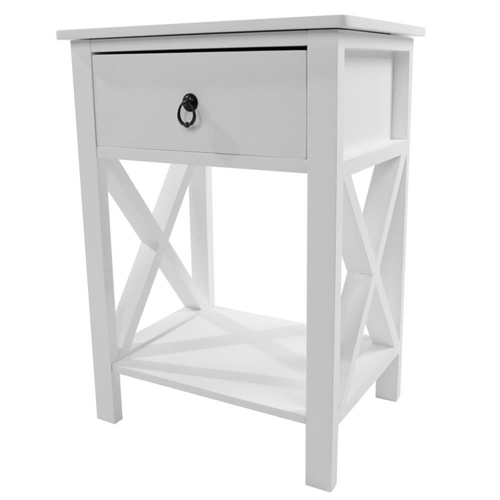 UBesGoo Set of 2 Nightstand, Wood Bedside Tabel, End Table, Night Table with1 Drawer and 1 Shelf, White