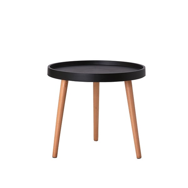 Porthos Home Eilis Side Table， Round Plastic Top， Beech Wood Legs