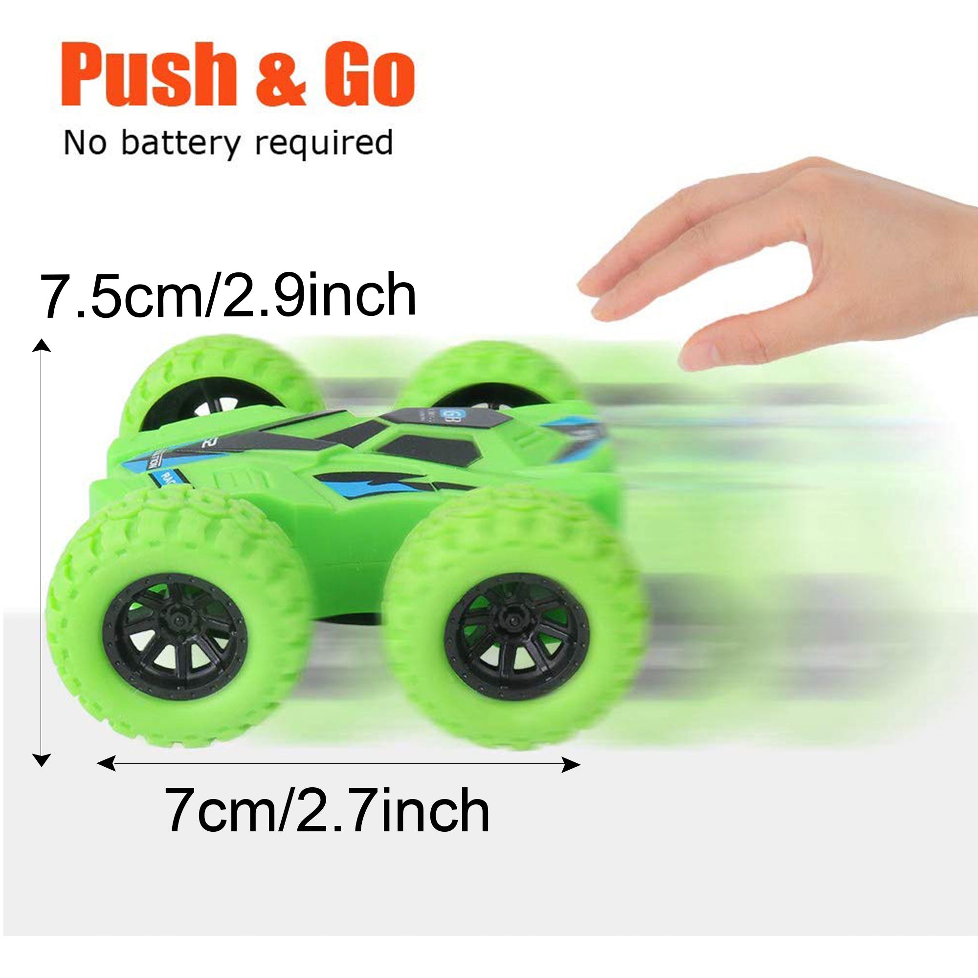 4 Set Push and Go Friction Powered Toy Cars Vehicles， Double-sided Stunt Flip Inertia Car， Powered Pull Back Toys Car for Boys，360 Rotation Power Friction Cars for Toddler Toys 1-3