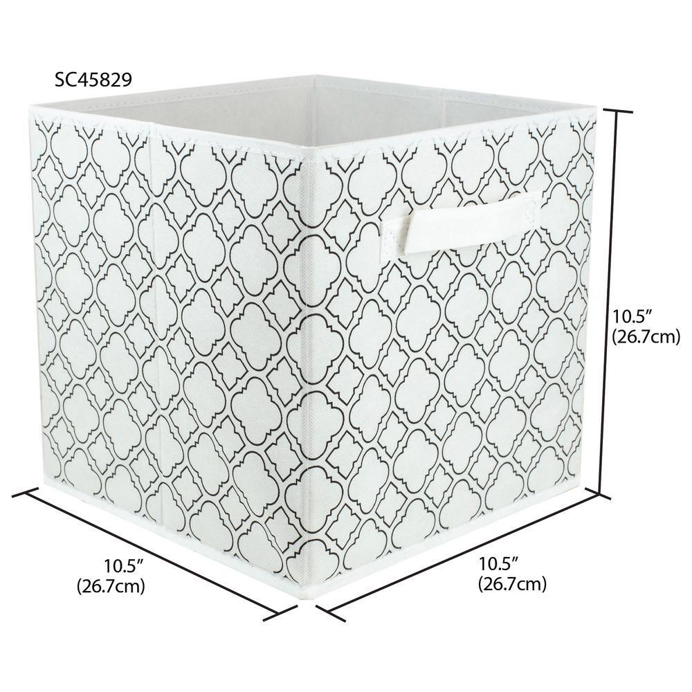 Home Basics 10.5 in. H x 10.5 in. W x 10.5 in. D White Fabric Cube Storage Bin HDC51555